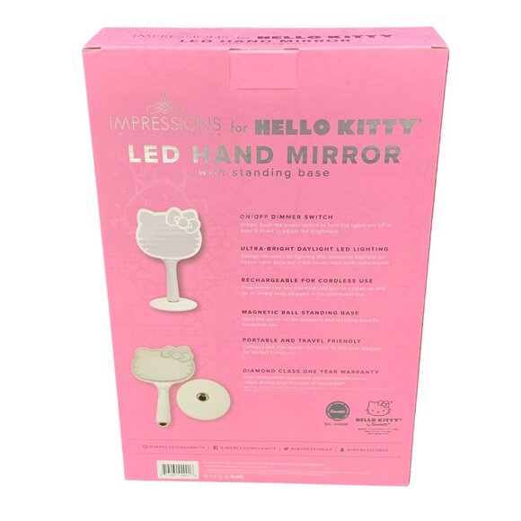 Impressions Vanity Hello Kitty LED Hand Mirror W/ Standing Base Rechargeable USB - Picture 2 of 5
